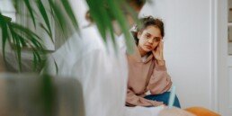 Woman listening to therapist